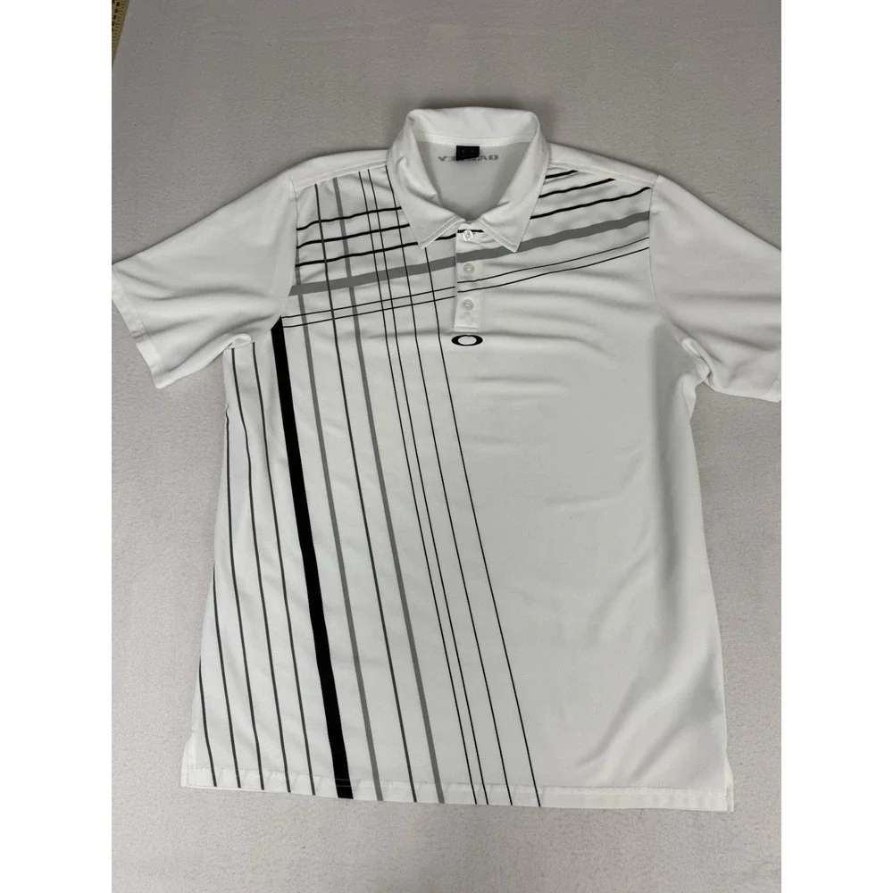 Oakley Polo Shirt‎ Mens Medium White Regular Fit Hydrolix Performance Golf Tee
